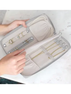 Schmucketui in Grau - (B)24,5 x (H)10,5 x (T)3 cm