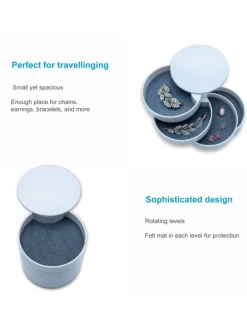 Schmuckkasten 4 rotierbare Ebenen Schatulle Etui Kästchen 10 x 11 cm in Weiß