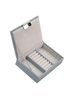 Schmuckkasten in Blaugrau - (B)18 x (H)12,5 x (T)4,5 cm