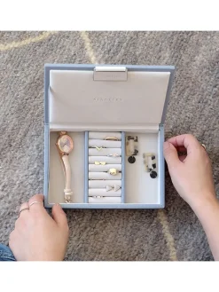 Schmuckkasten in Blaugrau - (B)18 x (H)12,5 x (T)4,5 cm