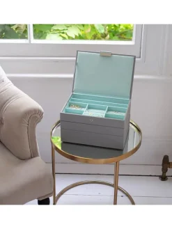 Schmuckkasten in Grau - (B)25 x (H)18 x (T)3,7 cm