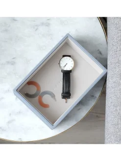 Schmuckkiste in Blaugrau - (B)18 x (H)12,5 x (T)7,2 cm