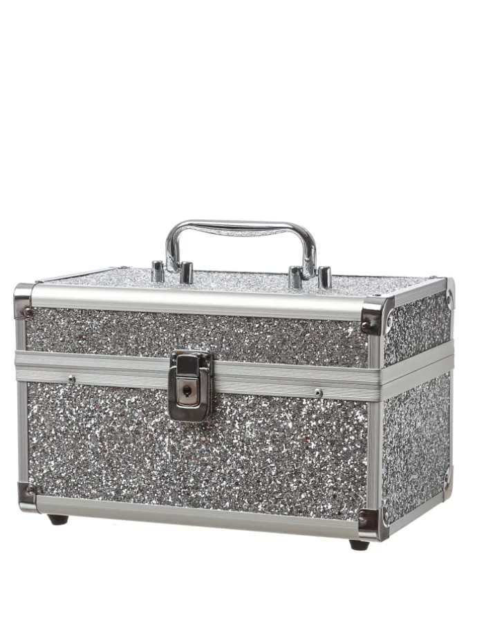 Schmuckkoffer Schmuckkästchen mit Glitzer in silber