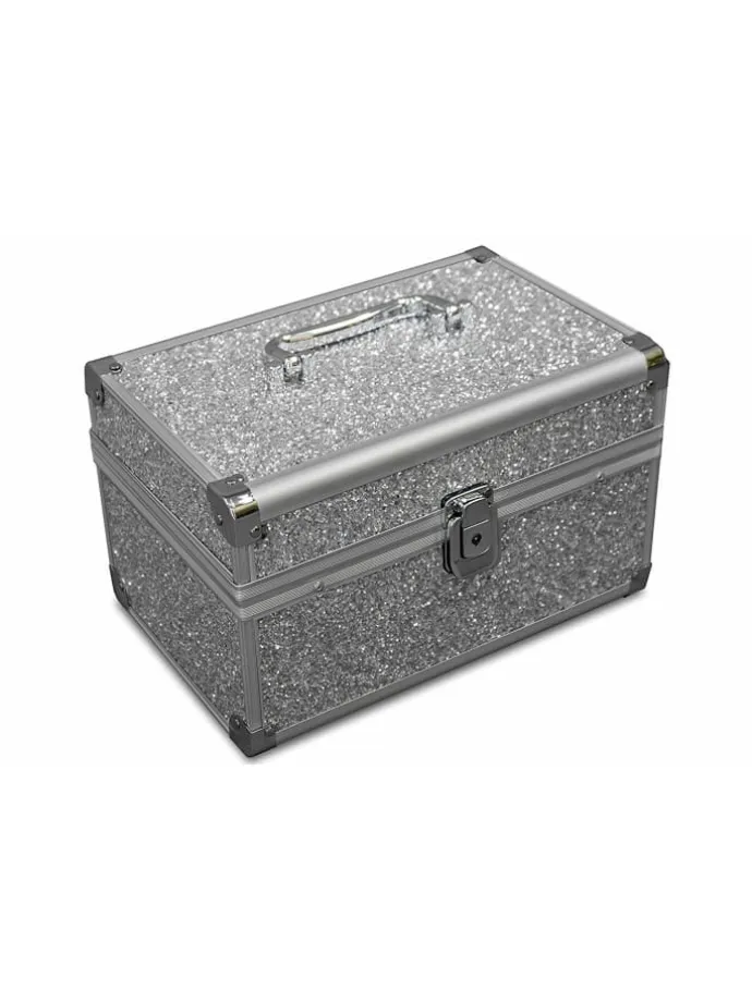 Schmuckkoffer Schmuckkästchen mit Glitzer in silber