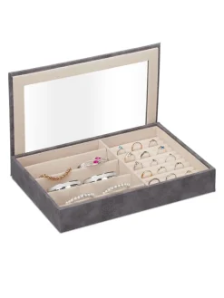 Schmuckkästchen in Grau - (B)30 x (H)5 x (T)21 cm