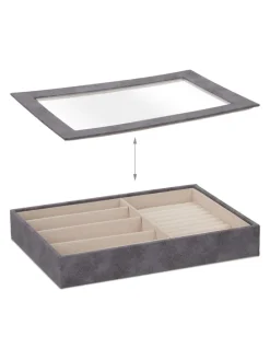 Schmuckkästchen in Grau - (B)30 x (H)5 x (T)21 cm