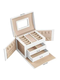 Schmuckkästchen in Weiß/ Beige - (B)17,7 x (H)13,5 x (T)13,8 cm