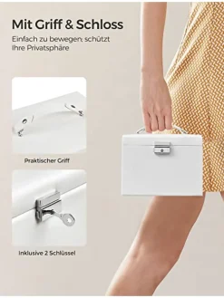 Schmuckkästchen in Weiß/ Beige - (B)17,7 x (H)13,5 x (T)13,8 cm