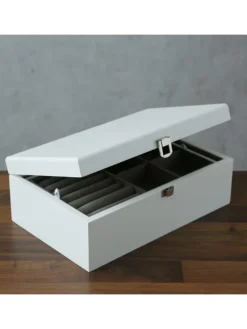 Schmuckkästchen mit Spiegel herausnehmbares Fach Schmuckschatulle in weiß