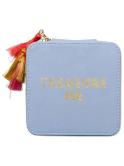 Schmuckkästchen "Treasure Me" in Hellblau - (L)12,5 x (B)12,5 cm