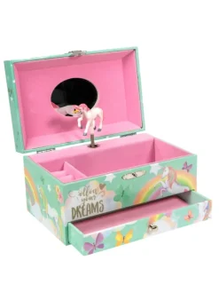 Schmuckschatulle mit Spieluhr Musikschmuckdose Schmuckkästchen in Einhorn