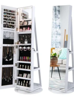 Schmuckschrank 3 in 1 drehbar in Weiß