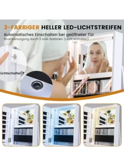 Schmuckschrank 3 in 1 drehbar in Weiß