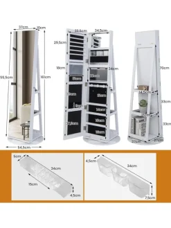Schmuckschrank 3 in 1 drehbar in Weiß