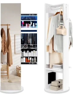 Schmuckschrank dehbar mit Spiegel in Weiß