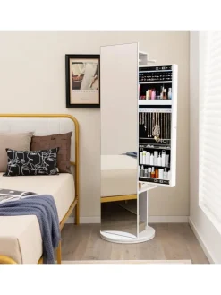 Schmuckschrank dehbar mit Spiegel in Weiß