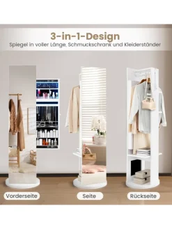 Schmuckschrank dehbar mit Spiegel in Weiß