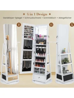 Schmuckschrank drehbar mit LED in Weiß