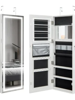 Schmuckschrank LED abschließbar in Weiß