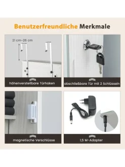Schmuckschrank LED abschließbar in Weiß