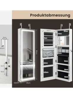Schmuckschrank LED abschließbar in Weiß