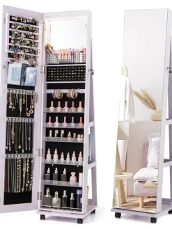 Schmuckschrank LED mit Rollen in Lila