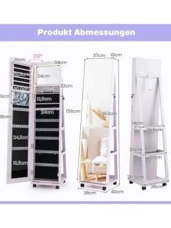 Schmuckschrank LED mit Rollen in Lila