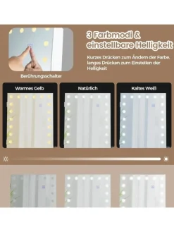 Schmuckschrank LED mit Rollen 4 in 1 in Weiß