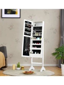 Schmuckschrank mit 18 LEDS in Weiß