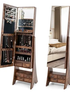 Schmuckschrank mit Beleuchtung in Braun