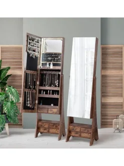 Schmuckschrank mit Beleuchtung in Braun