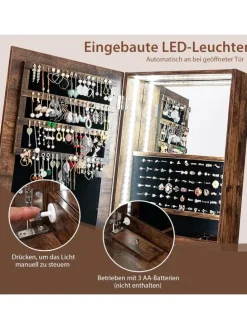 Schmuckschrank mit Beleuchtung in Braun
