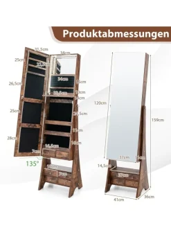 Schmuckschrank mit Beleuchtung in Braun