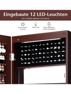 Schmuckschrank mit LED 120cm in Braun