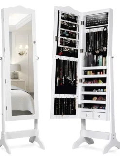 Schmuckschrank mit LED in Weiß