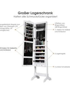 Schmuckschrank mit LED in Weiß