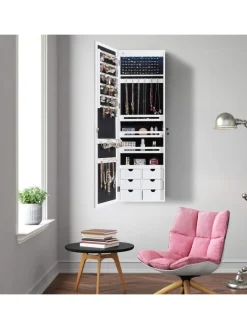 Schmuckschrank mit LED in Weiß