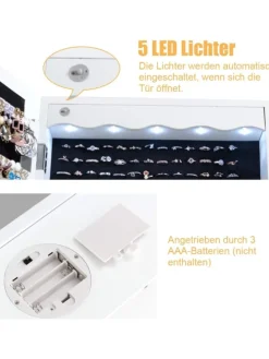 Schmuckschrank mit LED in Weiß