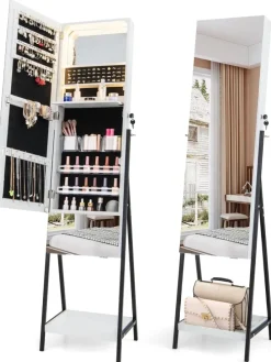 Schmuckschrank mit Schublade LED in Weiß