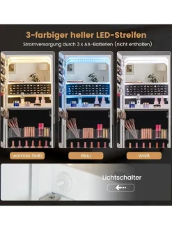 Schmuckschrank mit Schublade LED in Weiß