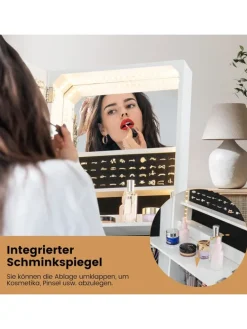 Schmuckschrank mit Schublade LED in Weiß