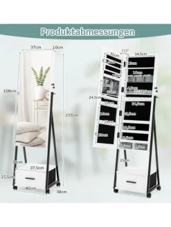 Schmuckschrank mit Spiegel in Weiß