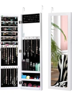 Schmuckschrank mit Spiegel in Weiß