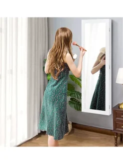 Schmuckschrank mit Spiegel in Weiß