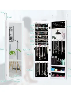 Schmuckschrank mit Spiegel in Weiß