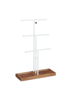 Schmuckständer "Höhenverstellbar" in Weiß - (B)28 x (H)42-61,5 x (T)10,5 cm