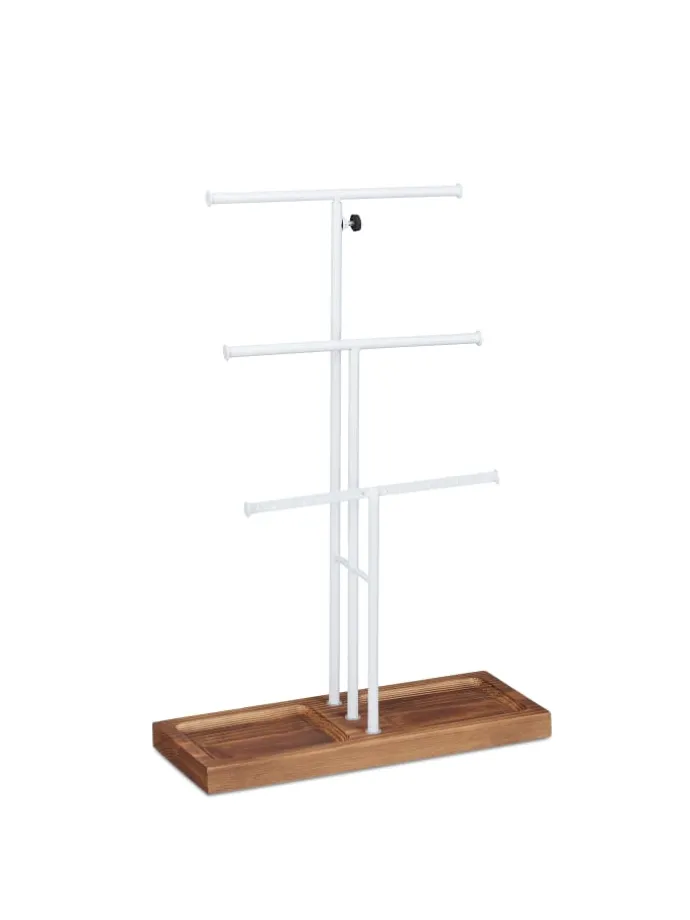 Schmuckständer "Höhenverstellbar" in Weiß - (B)28 x (H)42-61,5 x (T)10,5 cm