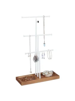 Schmuckständer "Höhenverstellbar" in Weiß - (B)28 x (H)42-61,5 x (T)10,5 cm