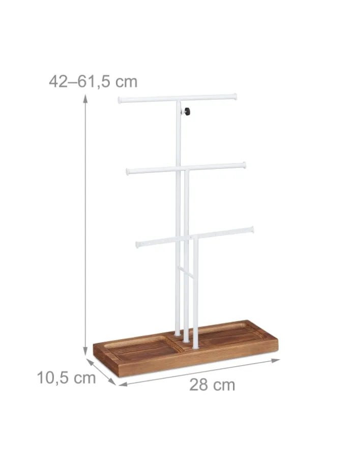 Schmuckständer "Höhenverstellbar" in Weiß - (B)28 x (H)42-61,5 x (T)10,5 cm