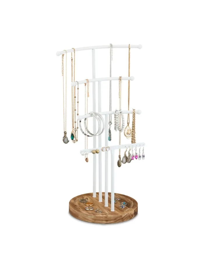 Schmuckständer in Weiß/ Braun - (B)24 x (H)43 x (T)18 cm